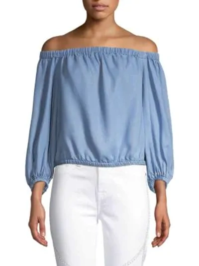 Shop 7 For All Mankind Off-the-shoulder Top In Soft Blue Skies
