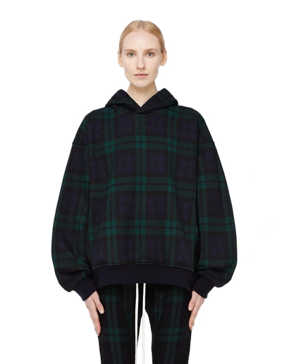 Shop Fear Of God Plaid Everyday Hoodie In Navy Blue