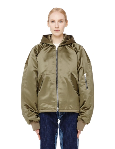 Shop Fear Of God Hooded Bomber Jacket In Green