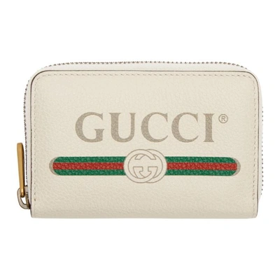 Shop Gucci White Logo Zip Around Wallet In 8820 White