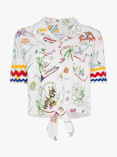 Shop Mira Mikati Graffiti Knot Shirt In White