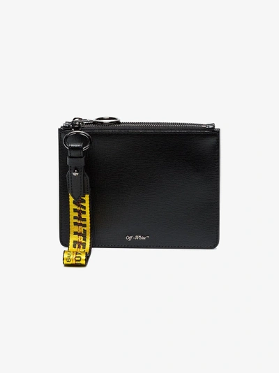 Shop Off-white Black Double Flat Leather Pouch