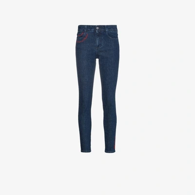Shop Stella Mccartney All Is Love Embroidered Skinny Jeans In Blue