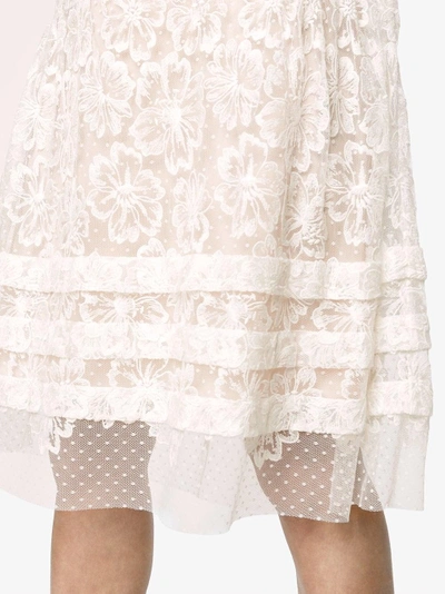 Shop Miu Miu Sleeveless Lace Midi Dress In White