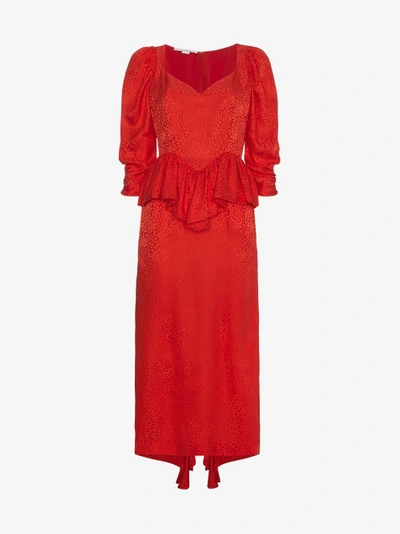 Shop Stella Mccartney Silk Angela Leopard Dress In Red