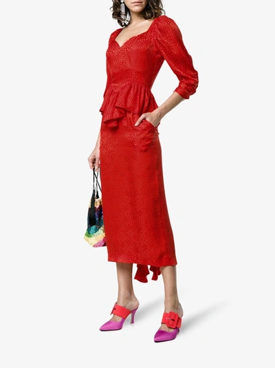 Shop Stella Mccartney Silk Angela Leopard Dress In Red