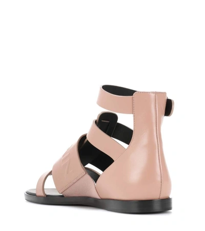 Shop Balmain Leather Sandals In Pink