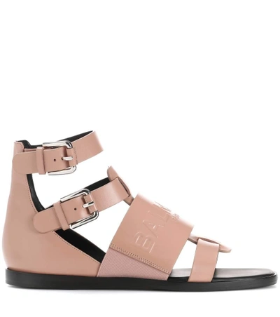 Shop Balmain Leather Sandals In Pink