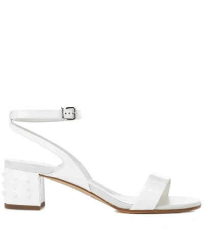 Shop Tod's Patent Leather Sandals In White