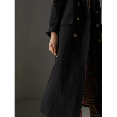 Shop Burberry Linen Silk Tailored Coat In Black