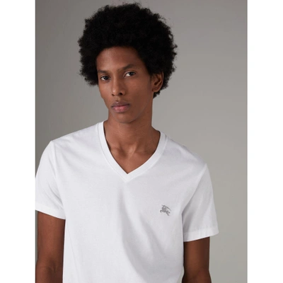 Shop Burberry Cotton Jersey T-shirt In White