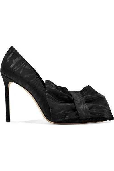 Shop Off-white C/o Jimmy Choo Mary 100 Bow-embellished Jacquard Pumps In Black