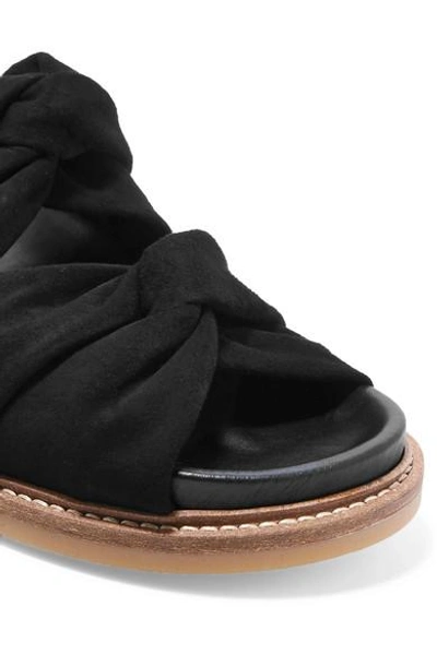 Ganni Anoush Knotted Suede Slides In Black | ModeSens