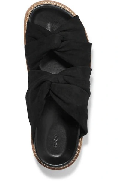 Ganni Anoush Knotted Suede Slides In Black | ModeSens