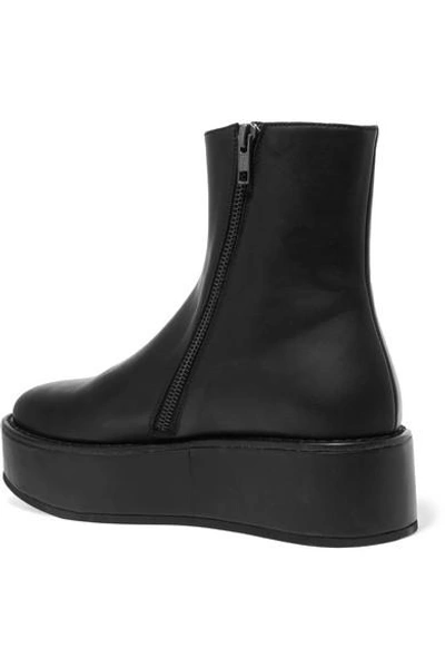 Shop Ann Demeulemeester Leather Platform Ankle Boots In Black