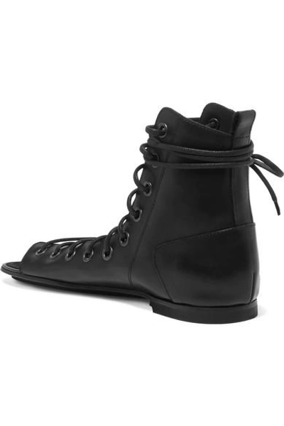 Shop Ann Demeulemeester Lace-up Leather Sandals In Black