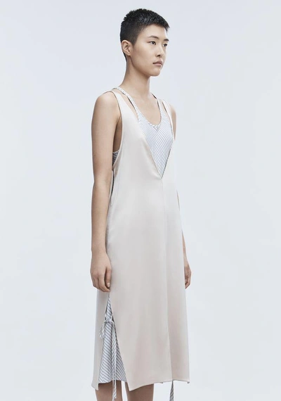 Shop Alexander Wang Satin Sleeveless Dress In Beige