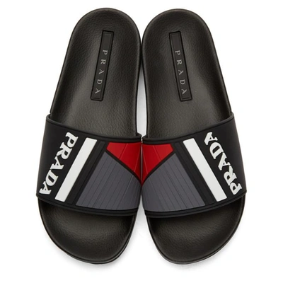 Shop Prada Black Rubber Sandals In F0967 Nero