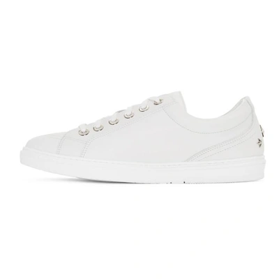 Shop Jimmy Choo White Leather Cash Sneakers In Ultra White