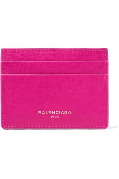 Shop Balenciaga Textured-leather Cardholder In Fuchsia