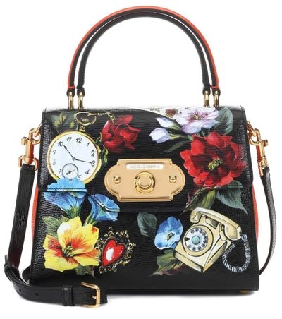 Shop Dolce & Gabbana Welcome Leather Shoulder Bag In Black