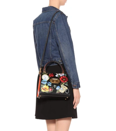 Shop Dolce & Gabbana Welcome Leather Shoulder Bag In Black