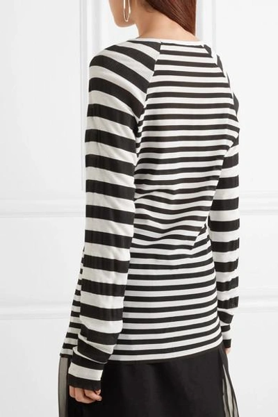 Shop Haider Ackermann Striped Silk-chiffon And Ribbed Jersey Top In Ivory