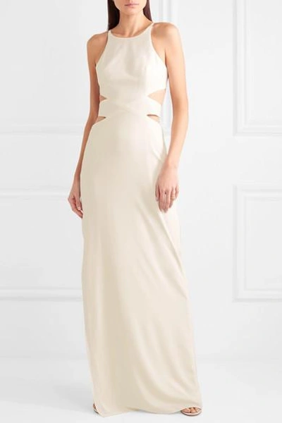 Shop Halston Heritage Cutout Crepe Gown In White