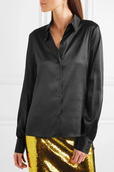 Shop Tom Ford Silk-charmeuse Blouse In Black