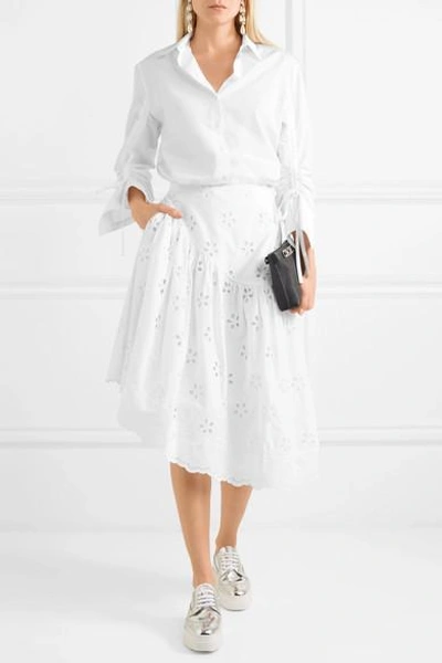 Shop Simone Rocha Asymmetric Broderie Anglaise Cotton Skirt In White