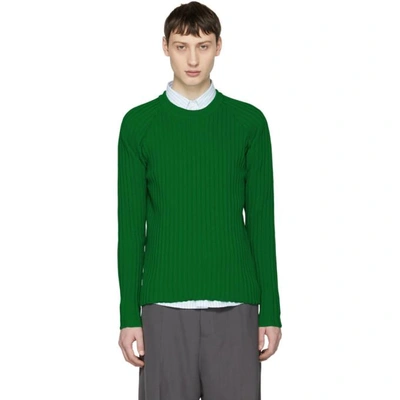 Shop Ami Alexandre Mattiussi Green Knit Crewneck Sweater In 300 Green