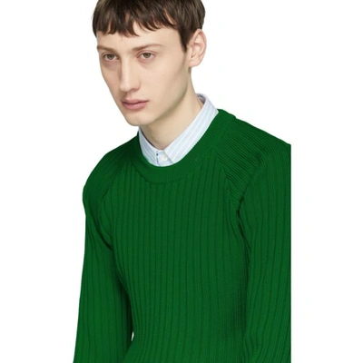Shop Ami Alexandre Mattiussi Green Knit Crewneck Sweater In 300 Green