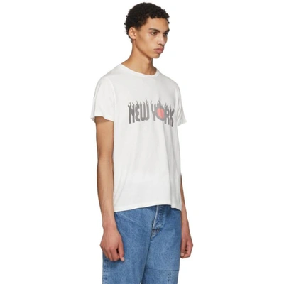 Shop Remi Relief Off-white New York Fire Long Wash Finish T-shirt In Offwhite