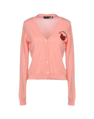 Shop Love Moschino Cardigans In Salmon Pink