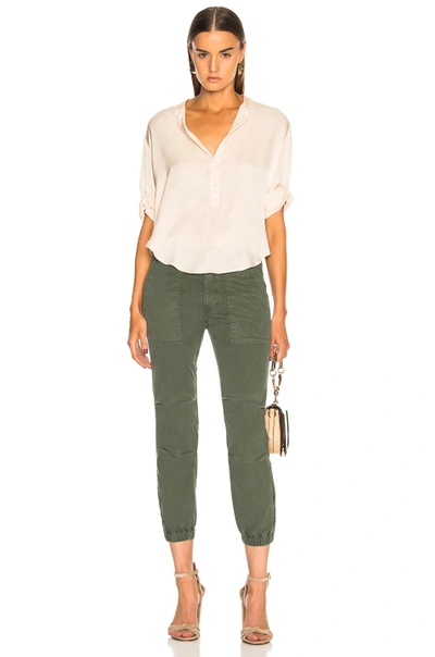 Shop Nili Lotan Cropped French Military Pants In Green
