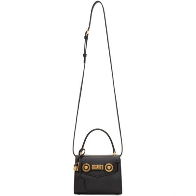 Shop Versace Black Small Icon Logo Double Bag In K41ot Black
