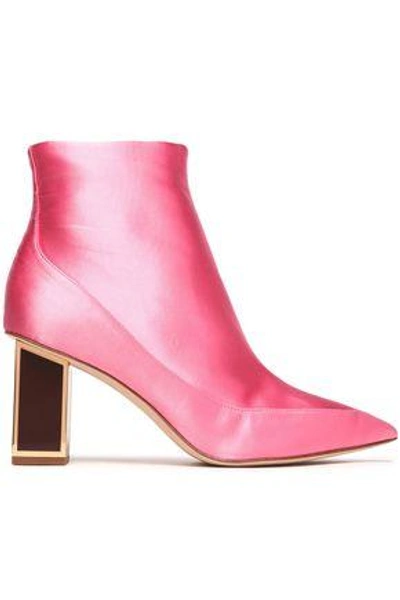 Shop Diane Von Furstenberg Woman Cainta Satin Ankle Boots Pink
