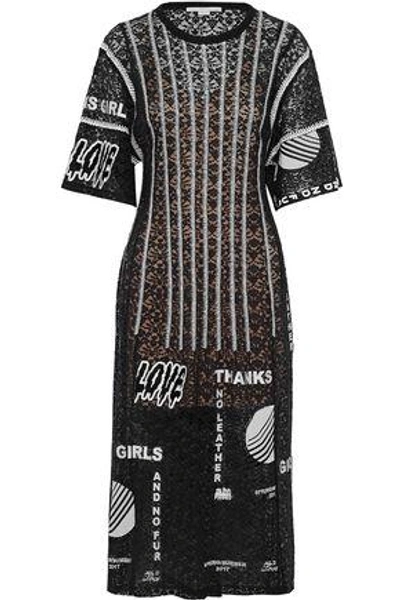 Shop Stella Mccartney Embroidered Cotton-blend Lace Midi Dress In Black