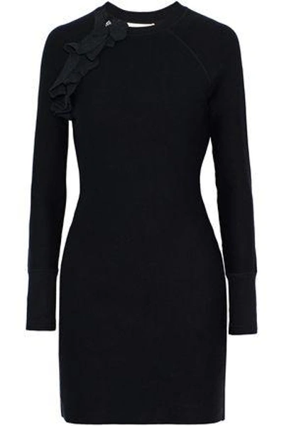 Shop 3.1 Phillip Lim / フィリップ リム Woman Ruffle And Zip-trimmed Stretch-cotton Mini Dress Black