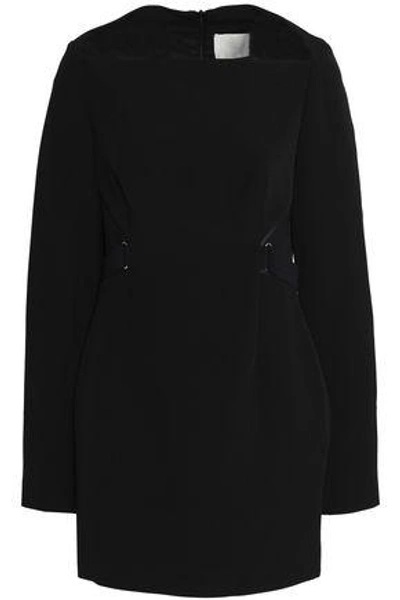 Shop Dion Lee Woman Mesh-trimmed Crepe Mini Dress Black
