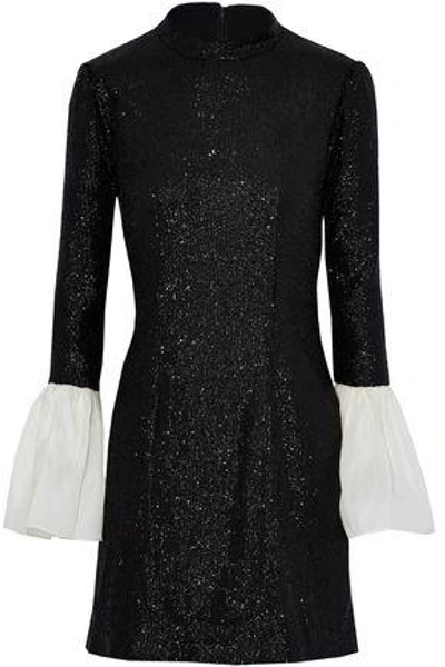 Shop Rachel Zoe Woman Organza-paneled Sequined Tulle Mini Dress Black