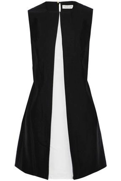 Shop Rachel Zoe Woman Faille-paneled Two-tone Wool And Silk-blend Dress Black