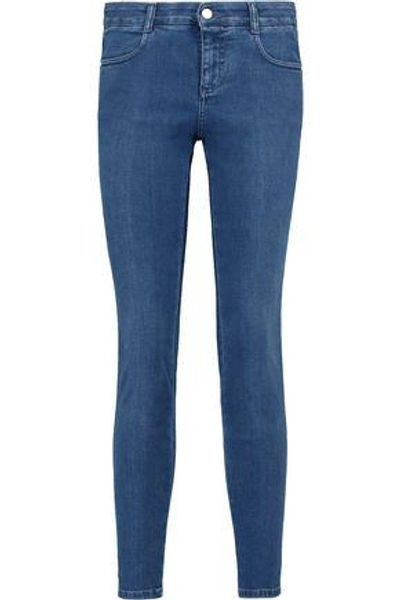 Shop Stella Mccartney Woman Mid-rise Skinny Jeans Mid Denim