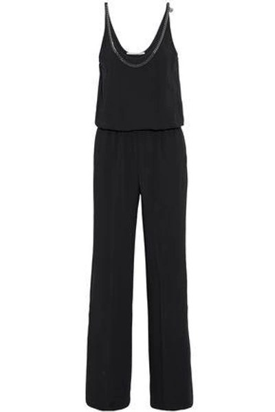 Shop Stella Mccartney Woman Chain-embellished Stretch-crepe Jumpsuit Black