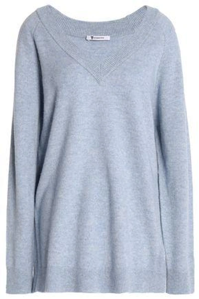 Shop Alexander Wang T Woman Mélange Wool And Cashmere-blend Sweater Sky Blue