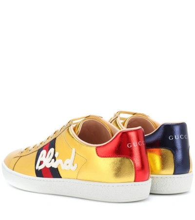 Shop Gucci Ace Leather Sneakers In Gold