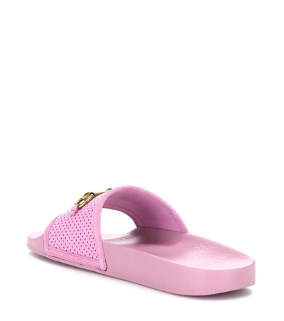 Shop Gucci Horsebit Leather Slides In Pink