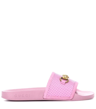 Shop Gucci Horsebit Leather Slides In Pink