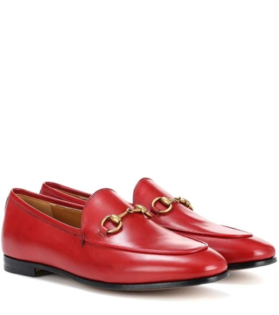 Gucci Red Leather Horsebit Loafers | ModeSens
