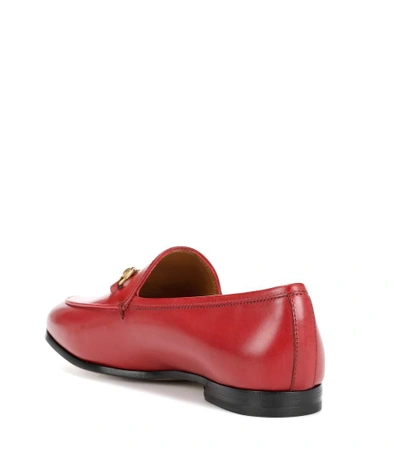 Shop Gucci Jordaan Leather Loafers In Red